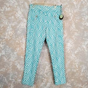 New Eva Franco Turquoise pinwheel Stripe pants 8